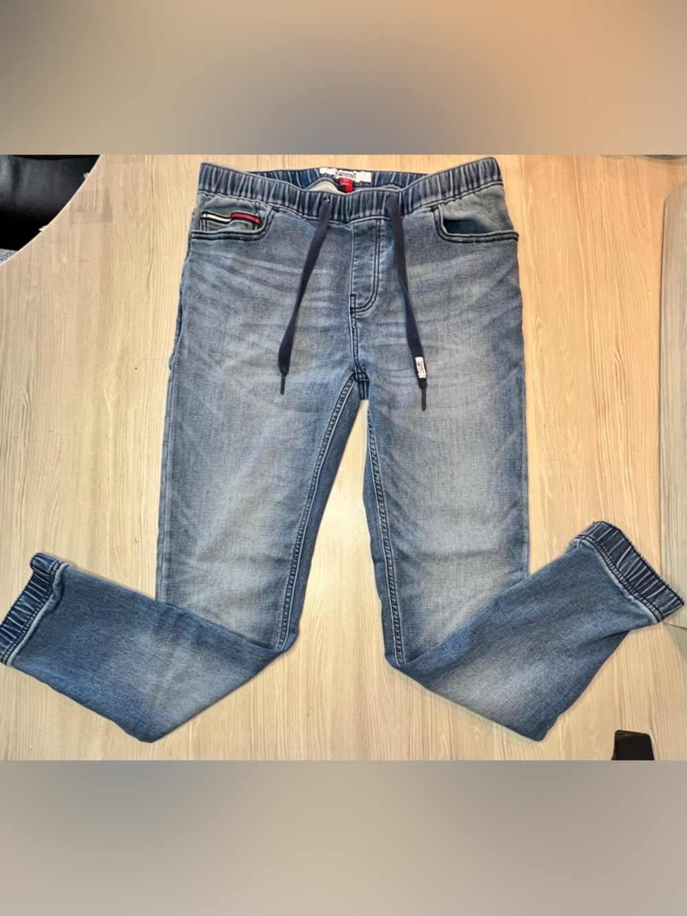 Tommy Jeans Women's Blue Denim Joggers Elastic Waist Drawstring Size S